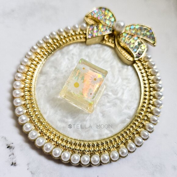 Resin Keycaps, 1U OEM & Cherry, Yellow Green Floral, Aurora Effect, Keyboard - Picture 4 of 7